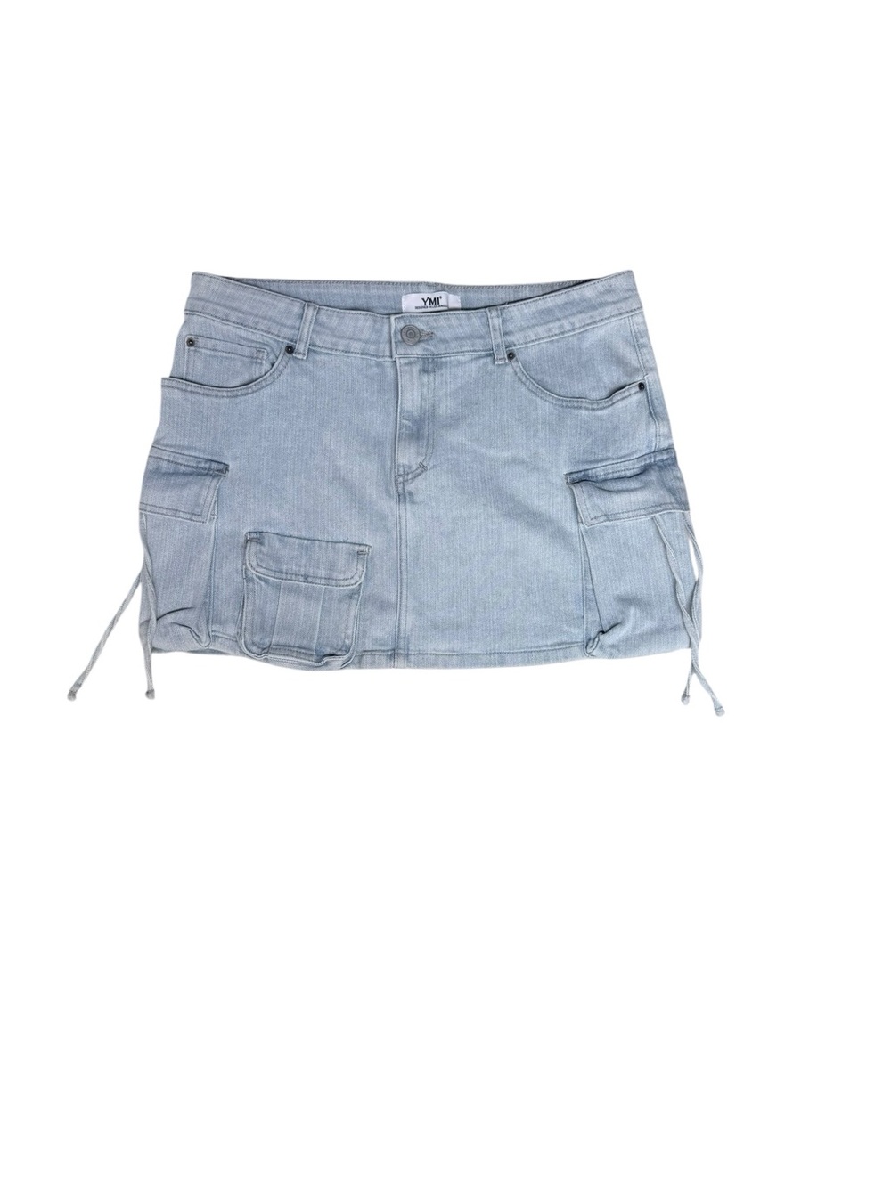 YMI Light Blue Denim Cargo Mini Skirt
